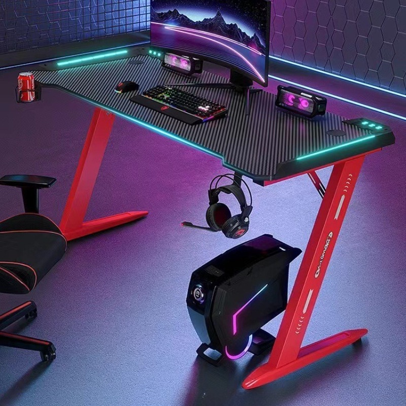 Esports Gaming Cafe - Meja Gaming Serat Karbon Rgb dengan