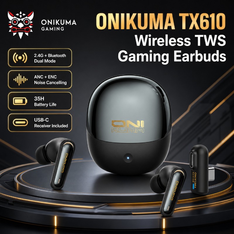 Esports Wireless Gaming Headset - ONIKUMA TX610 Earbud Gaming Nirkabel Mode