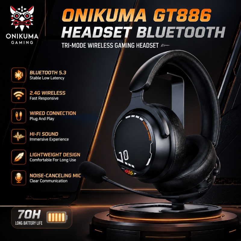 Esports Gaming Video - ONIKUMA GT886 Headset Gaming Tri Mode
