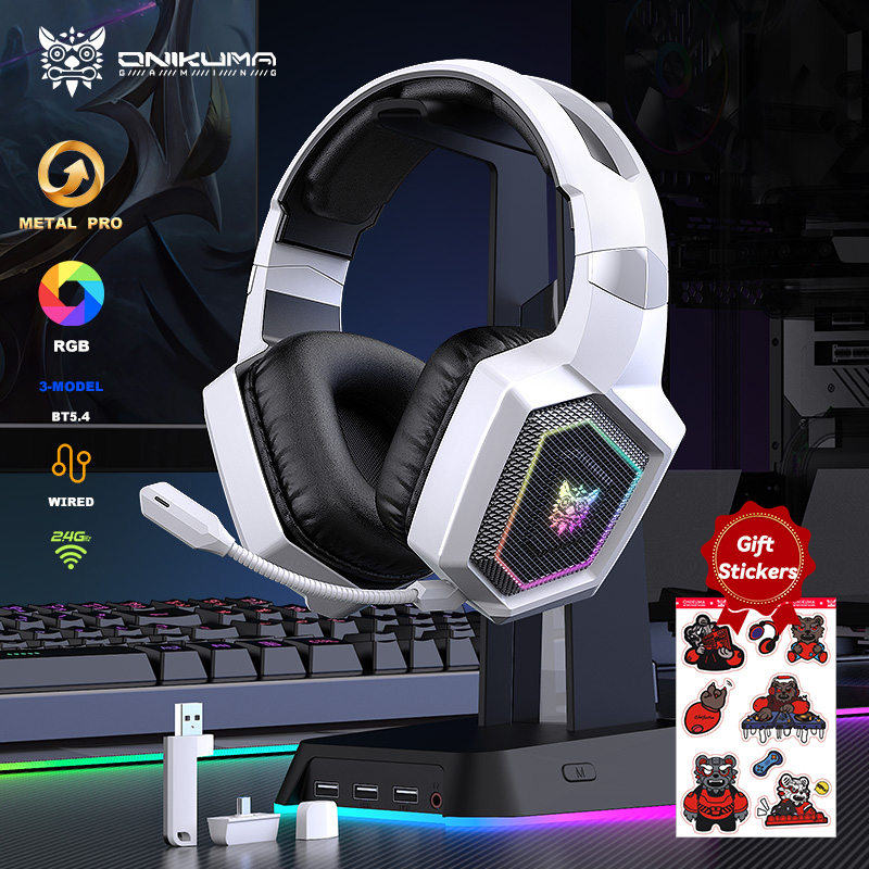 Esports Wireless Gaming Headset - ONIKUMA Headset Gaming nirkabel 2.4GHz, Headset