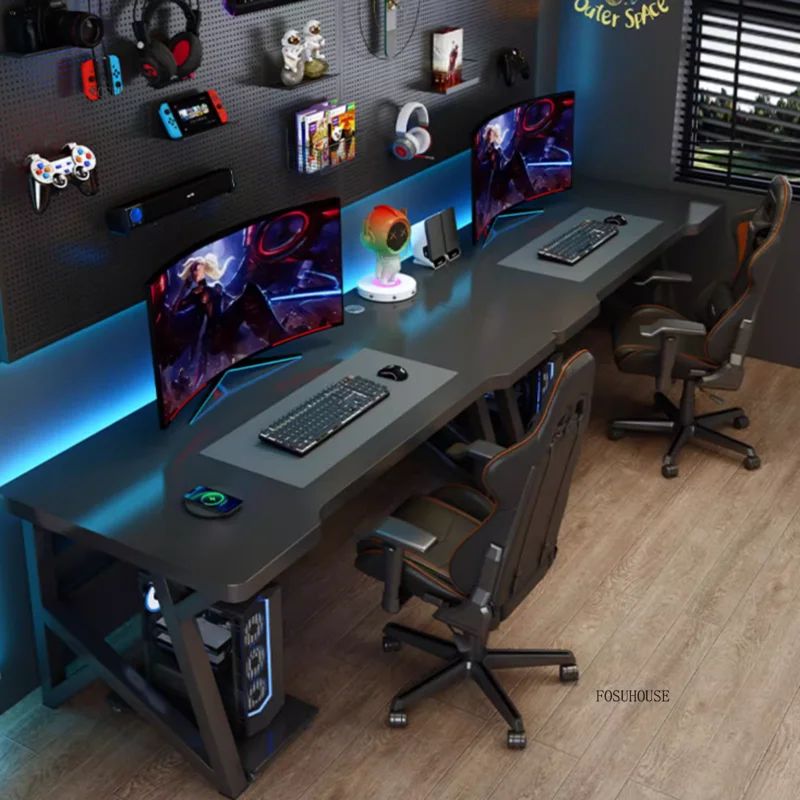 Esports Gaming School - Meja Komputer Ganda Modern Desktop Rumah