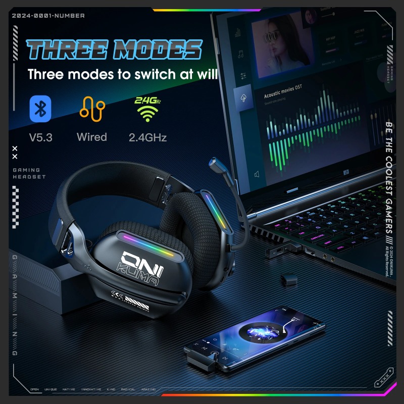 ONIKUMA GT808 Headset Gaming N - Esports Wireless Gaming Headset ulasan dan harga