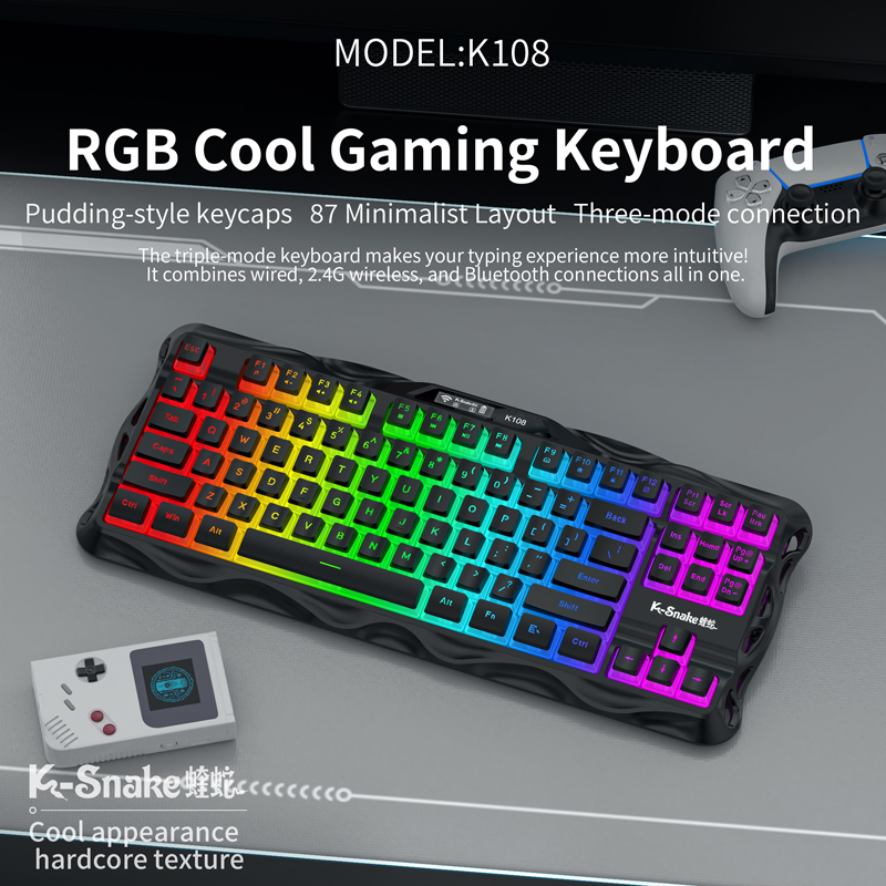 ksnake K108 Keyboard nirkabel  - Esports Gaming Uk ulasan dan harga
