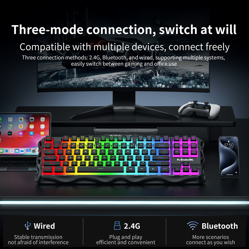ksnake K108 Keyboard nirkabel  - Esports Gaming Uk ulasan dan harga