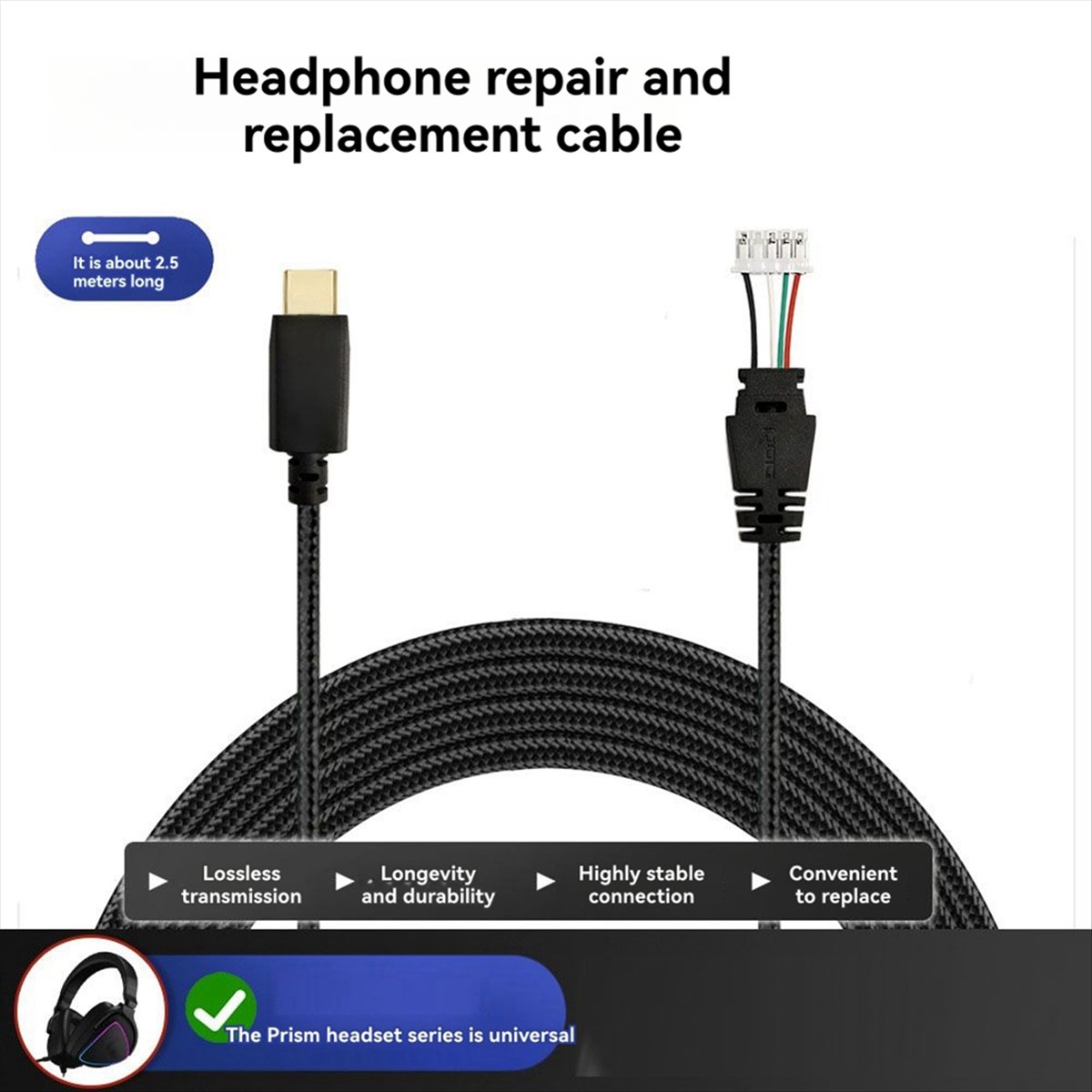 DT75Kabel Anyaman Terbaru untu - Esports Wireless Gaming Headset ulasan dan harga