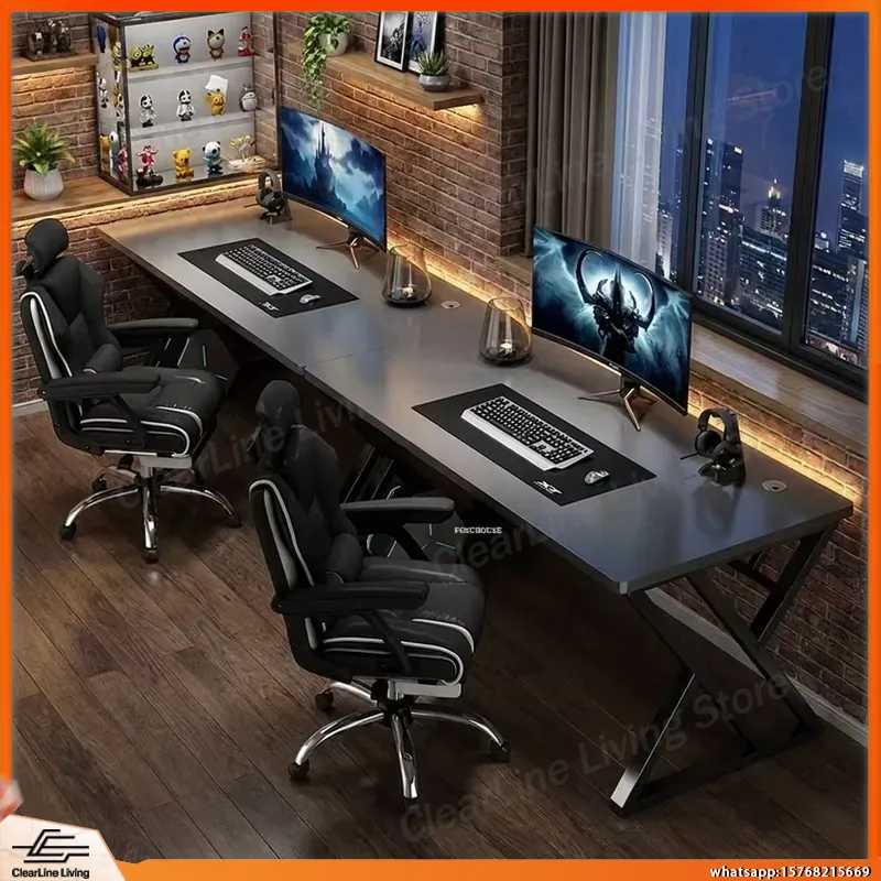 Meja Komputer Ganda Panjang un - Esports Gaming School ulasan dan harga