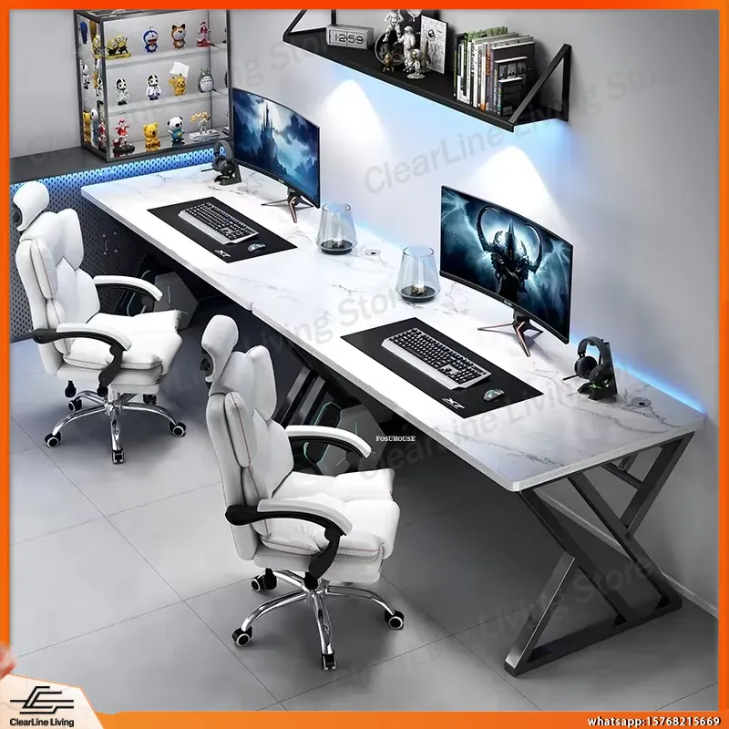 Meja Komputer Ganda Panjang un - Esports Gaming School ulasan dan harga