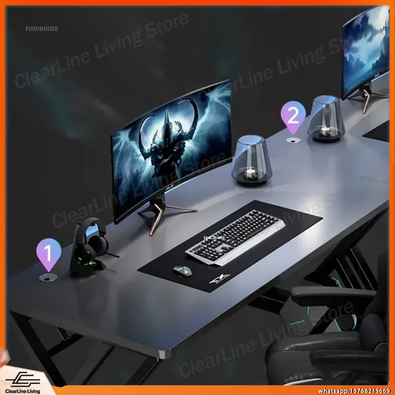 Meja Komputer Ganda Panjang un - Esports Gaming School ulasan dan harga